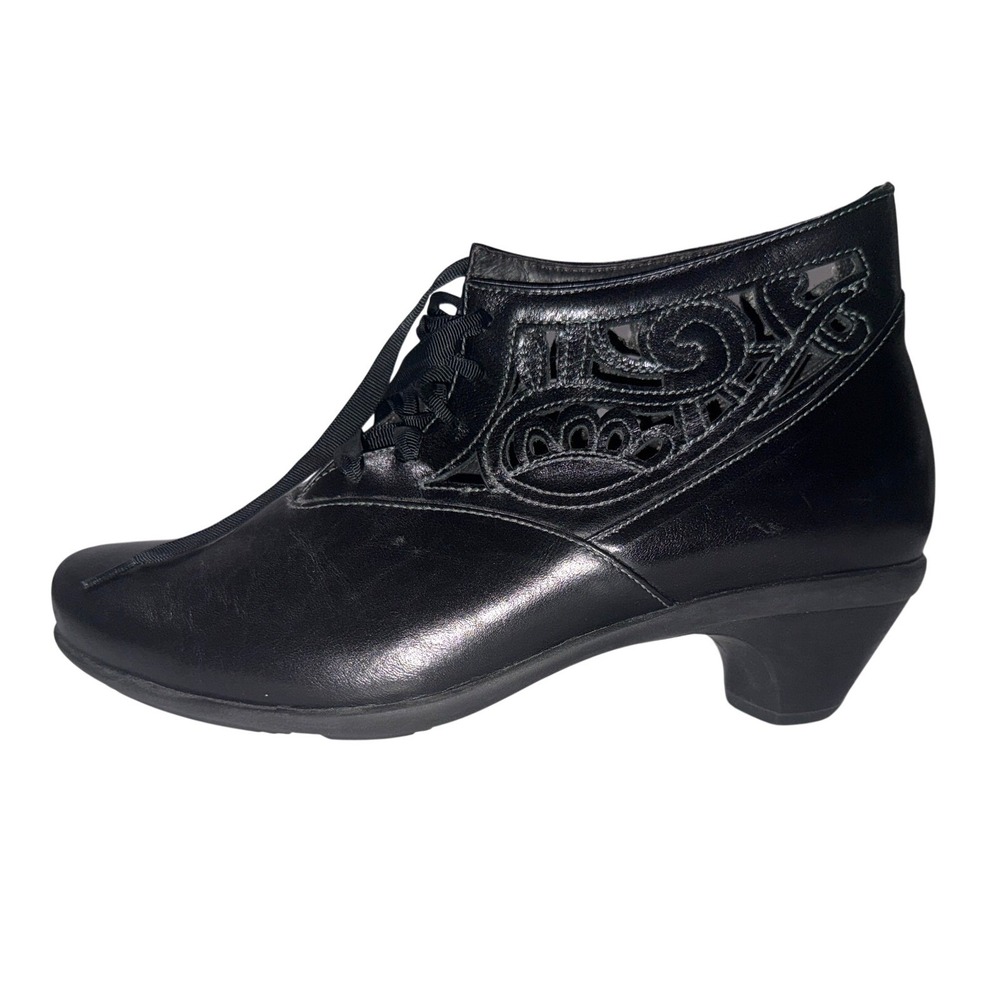 NAOT Boots Womens 40 Daring Madras Cut-Out Bootie Black Lace Up Casual Ankle Top